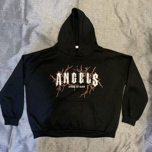 Adika Angels Black Hoodie Oversized Graphic Sweatshirt Size L/XL